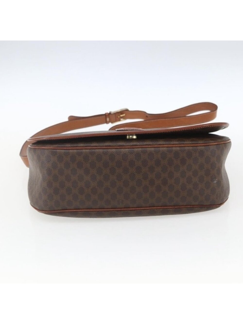 Authentic CELINE Macadam Canvas Shoulder Bag PVC Leather Brown Gold - Picture 12 of 16